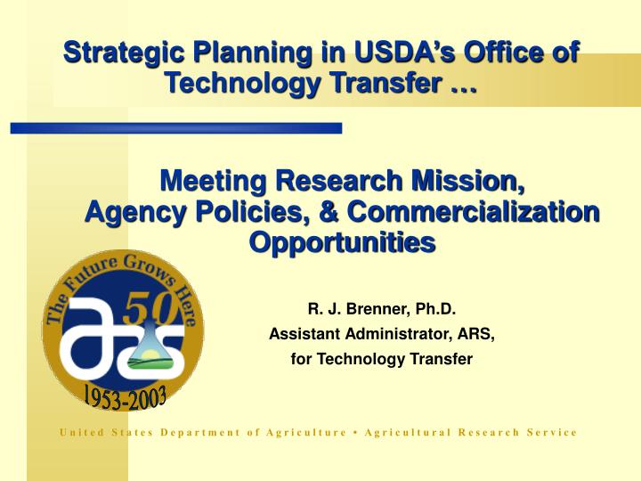 strategic planning in usda s office of technology transfer