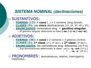 sistema nominal declinaciones