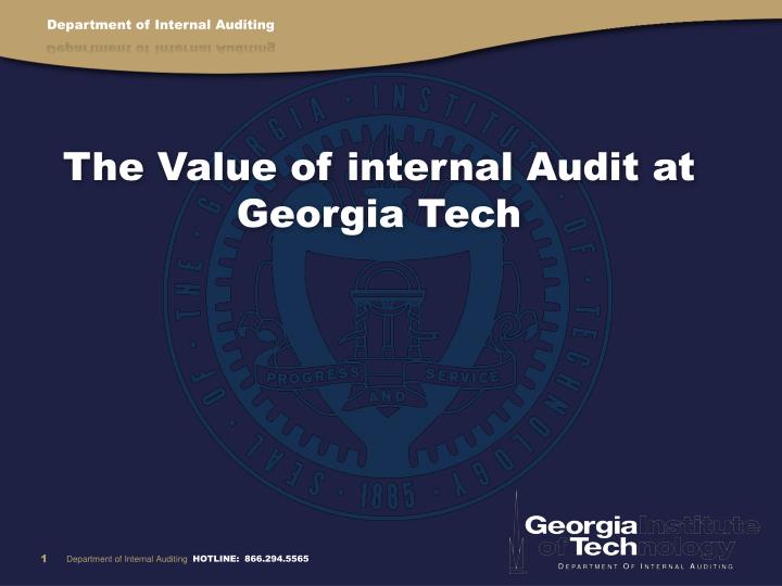 the value of internal audit at georgia tech