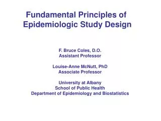 Fundamental Principles of Epidemiologic Study Design