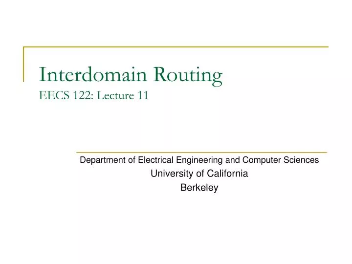 interdomain routing eecs 122 lecture 11