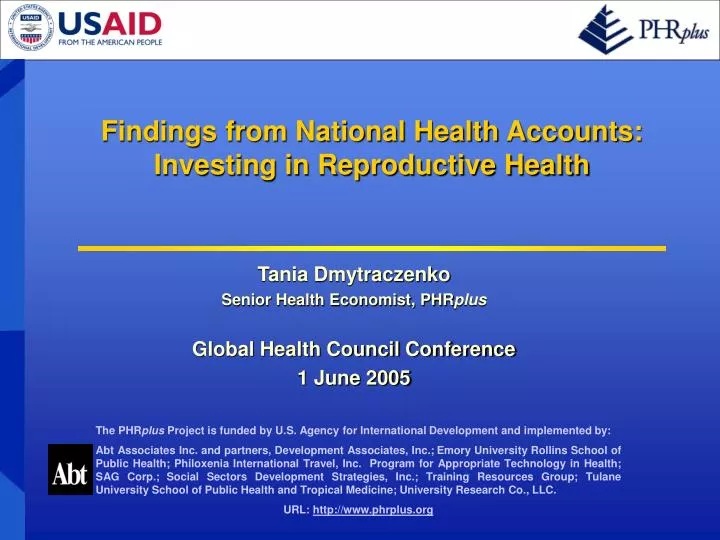 findings from national health accounts investing in reproductive health