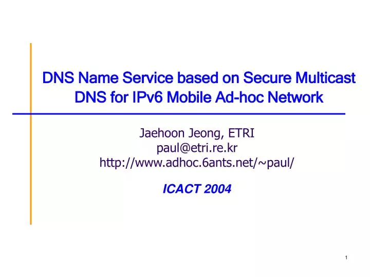 dns name service based on secure multicast dns for ipv6 mobile ad hoc network