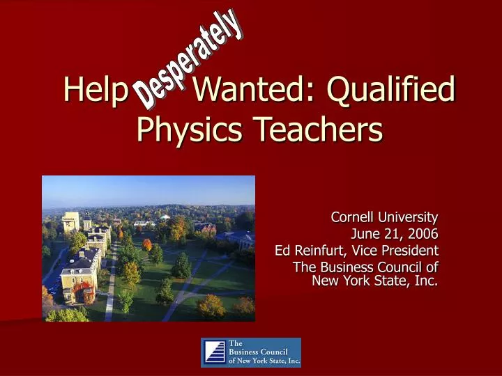 help wanted qualified physics teachers