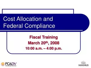 Cost Allocation and Federal Compliance