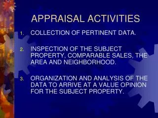 APPRAISAL ACTIVITIES