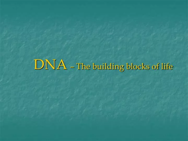 dna the building blocks of life