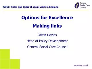 GSCC: Roles and tasks of social work in England