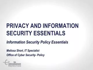 Privacy and Information security essentials