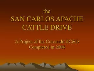 the SAN CARLOS APACHE CATTLE DRIVE A Project of the Coronado RC&amp;D Completed in 2004