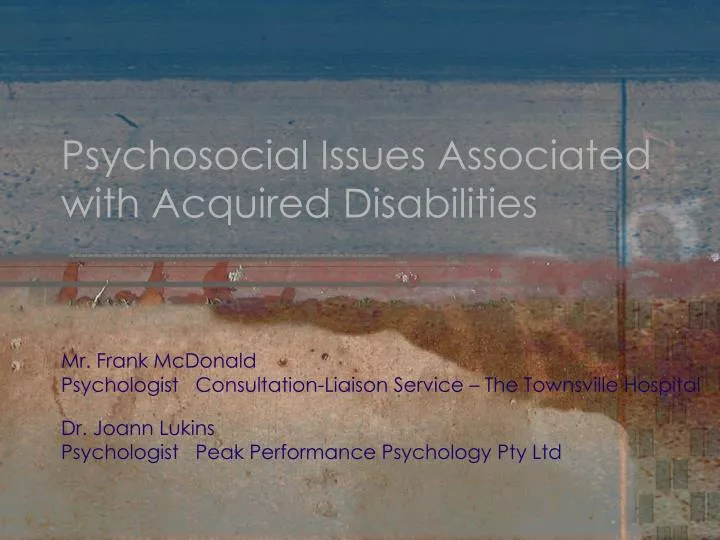 psychosocial issues associated with acquired disabilities