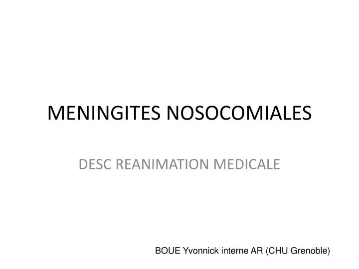 meningites nosocomiales