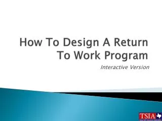How To Design A Return To Work Program
