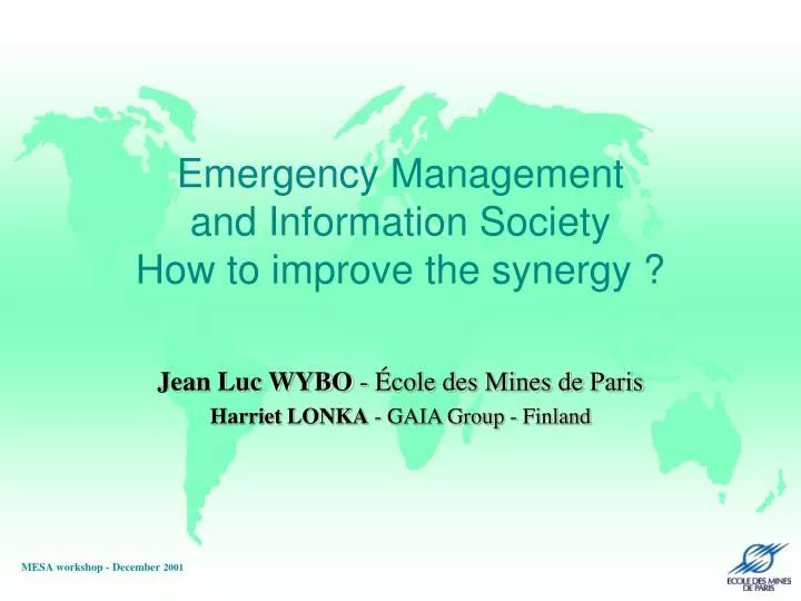 emergency management and information society how to improve the synergy