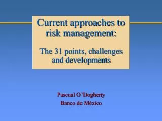Current approaches to risk management: The 31 points, challenges and developments