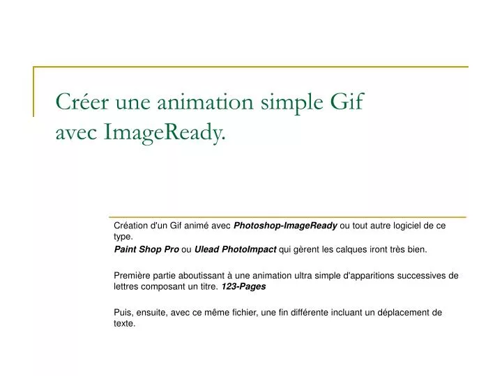 cr er une animation simple gif avec imageready