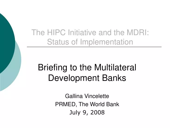 the hipc initiative and the mdri status of implementation