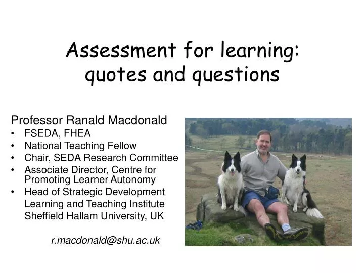 assessment for learning quotes and questions
