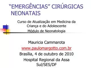 emerg ncias cir rgicas neonatais