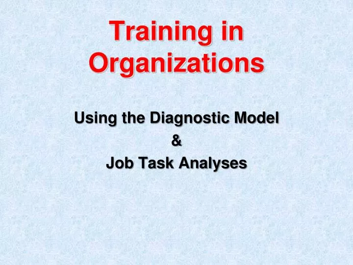 training in organizations
