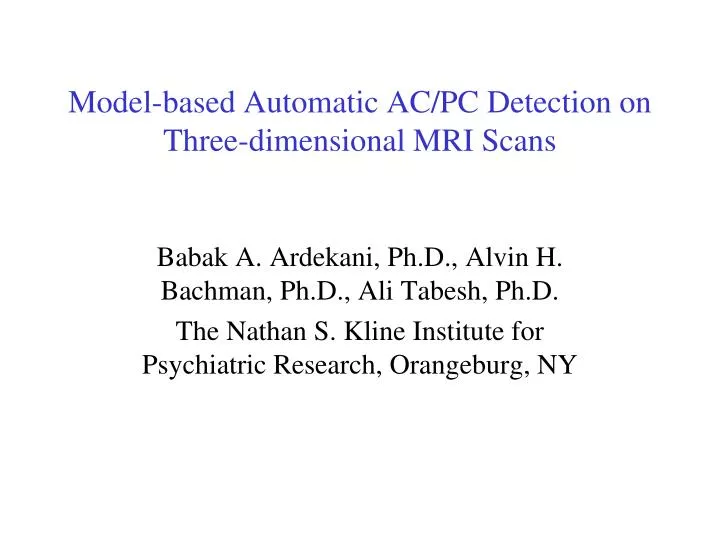 model based automatic ac pc detection on three dimensional mri scans