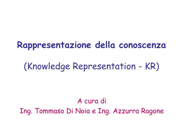 rappresentazione della conoscenza knowledge representation kr