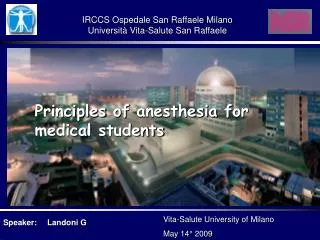 Principles of anesthesia for medical students