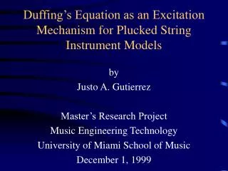 Duffing’s Equation as an Excitation Mechanism for Plucked String Instrument Models