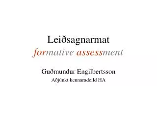 lei sagnarmat for mative assess ment