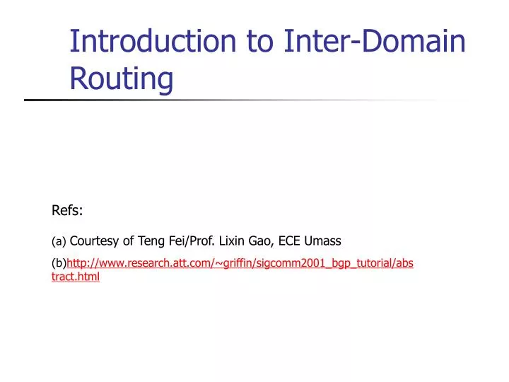 introduction to inter domain routing