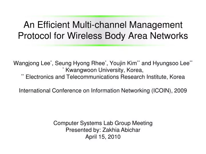 an efficient multi channel management protocol for wireless body area networks