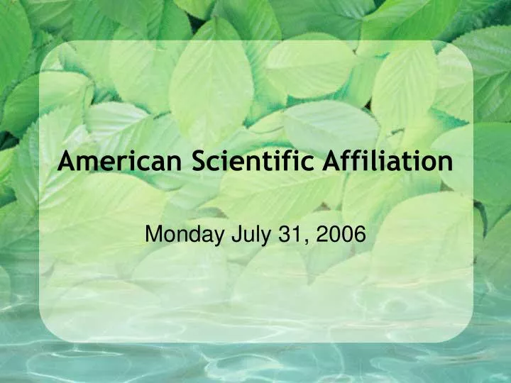 american scientific affiliation