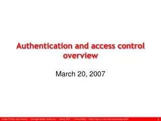 Authentication and access control overview