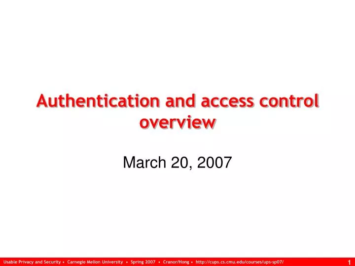 authentication and access control overview