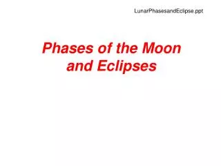 Phases of the Moon and Eclipses