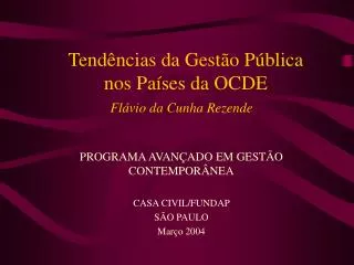 Tendências da Gestão Pública nos Países da OCDE