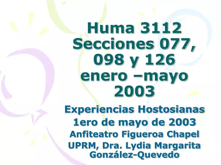 huma 3112 secciones 077 098 y 126 enero mayo 2003