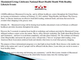 Maximized Living Celebrates National Heart Health Month With