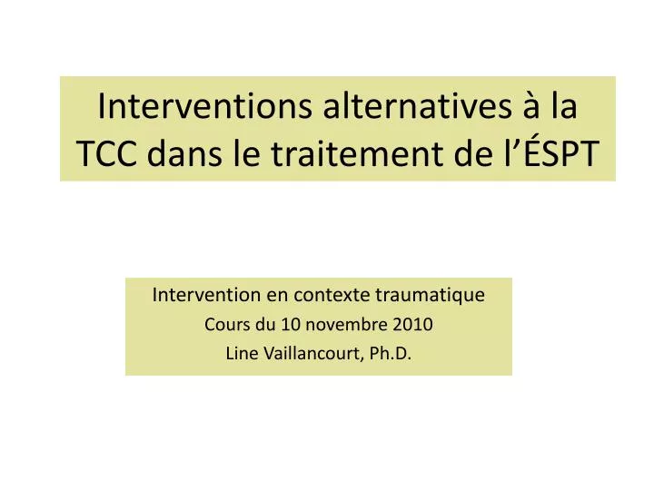 interventions alternatives la tcc dans le traitement de l spt