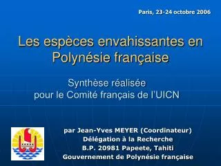 Synthèse réalisée pour le Comité français de l’UICN