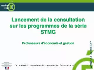 Lancement de la consultation sur les programmes de la série STMG Professeurs d’économie et gestion