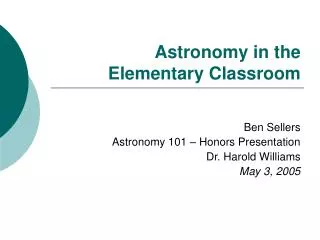 Astronomy in the Elementary Classroom