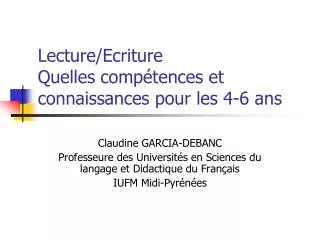 lecture ecriture quelles comp tences et connaissances pour les 4 6 ans