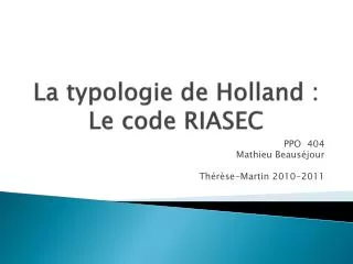 la typologie de holland le code riasec