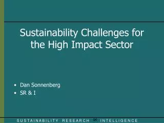 Sustainability Challenges for the High Impact Sector