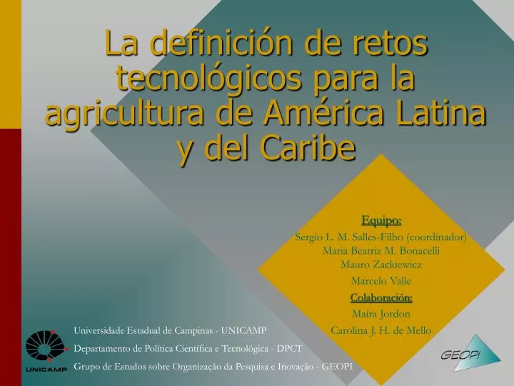 la definici n de retos tecnol gicos para la agricultura de am rica latina y del caribe