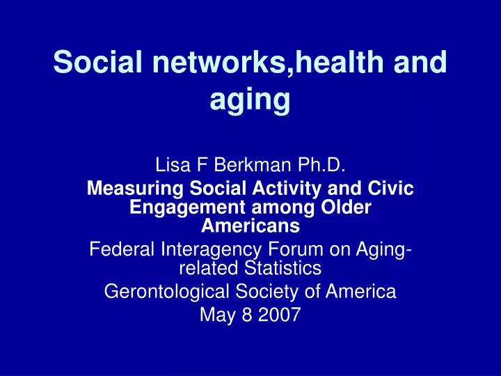 social networks health and aging