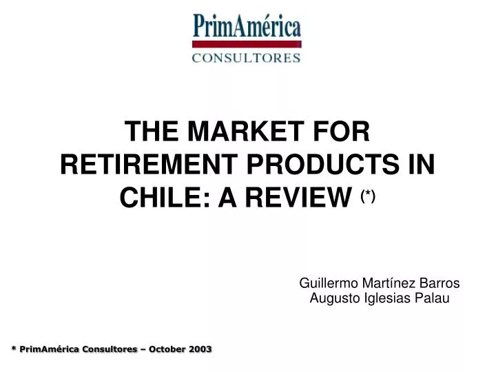 the market for retirement products in chile a review