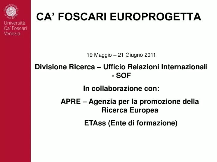 ca foscari europrogetta