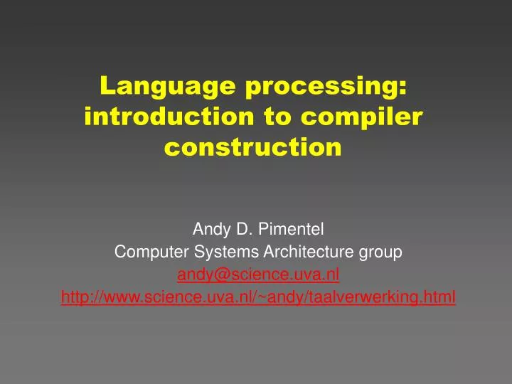language processing introduction to compiler construction